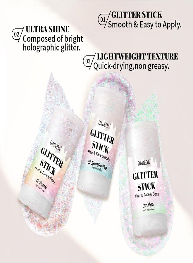 DAGEDA Dazzle Body Glitter Stick,Sparkly Face Glitter Makeup,Holographic Hair Glitters Mermaid Makeup Rave Outfits for Women, Shimmer Face Paint Stick Singer Concert Accessories - Image 4